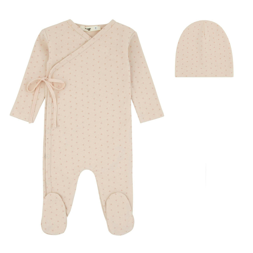 Wrap With Dot Print Footie And Beanie