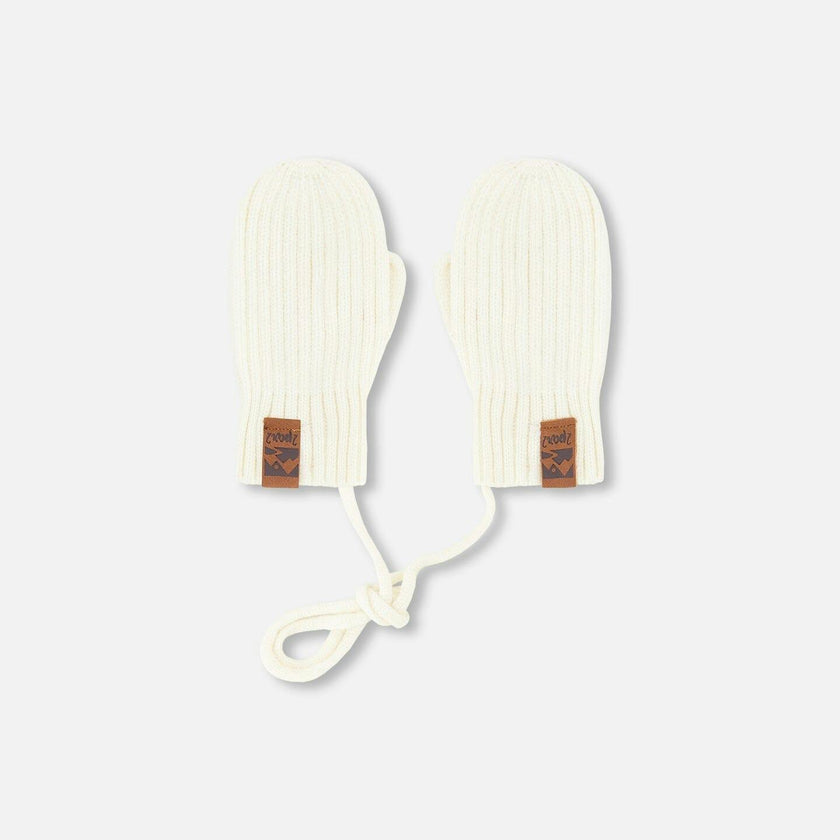 Baby Knit Mittens With Cord