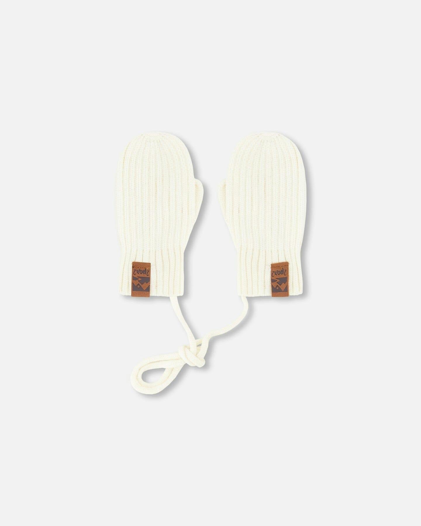 Baby Knit Mittens With Cord