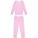 Women's Peony Jersey Long PJ Set - Pink Stripe Organic Stretch Cotton