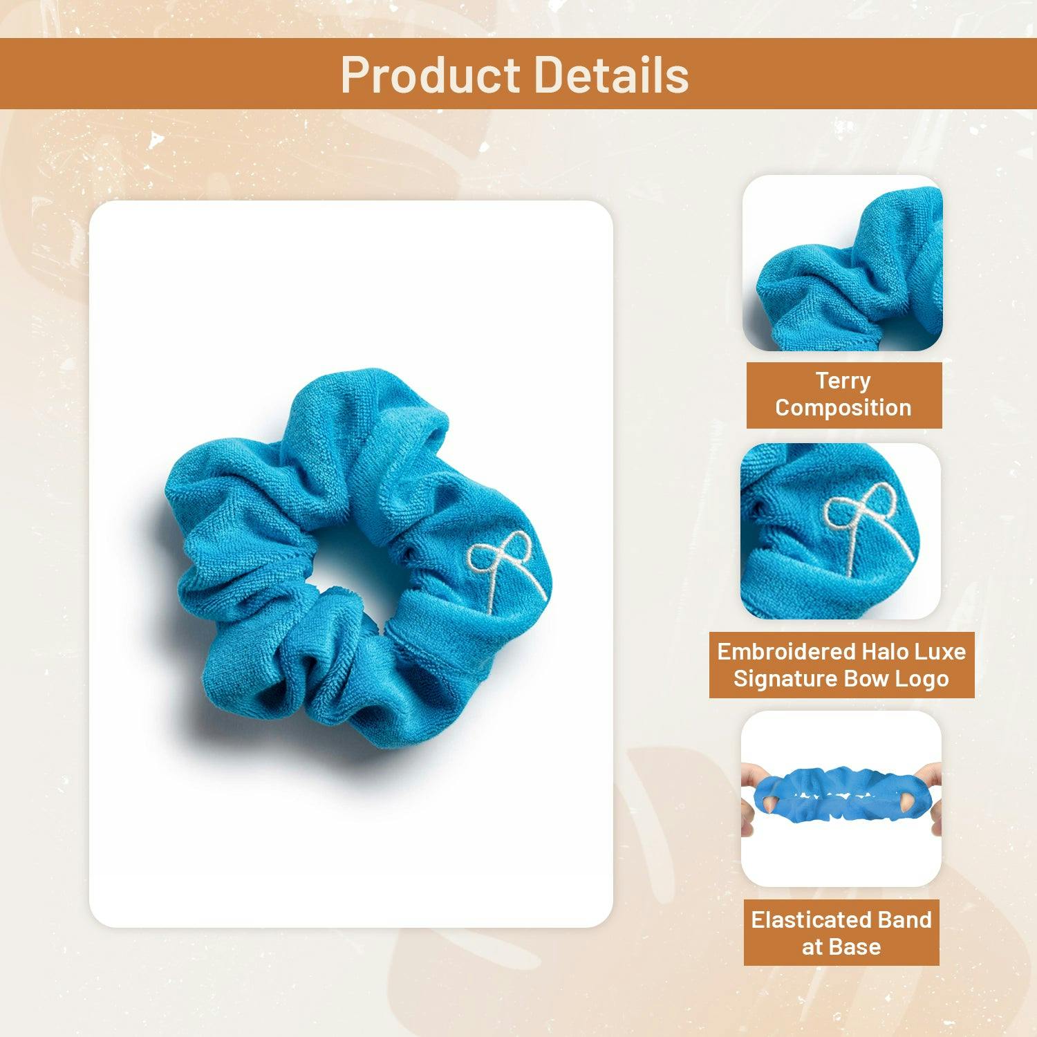 Halo Luxe Signature Terry Logo Scrunchie - Teal