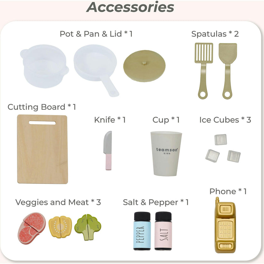 Teamson Kids Little Chef Hampton Wooden Play Kitchen With 17 Accessories