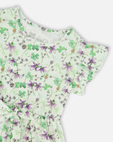 Jersey Dress Green Printed Flowers