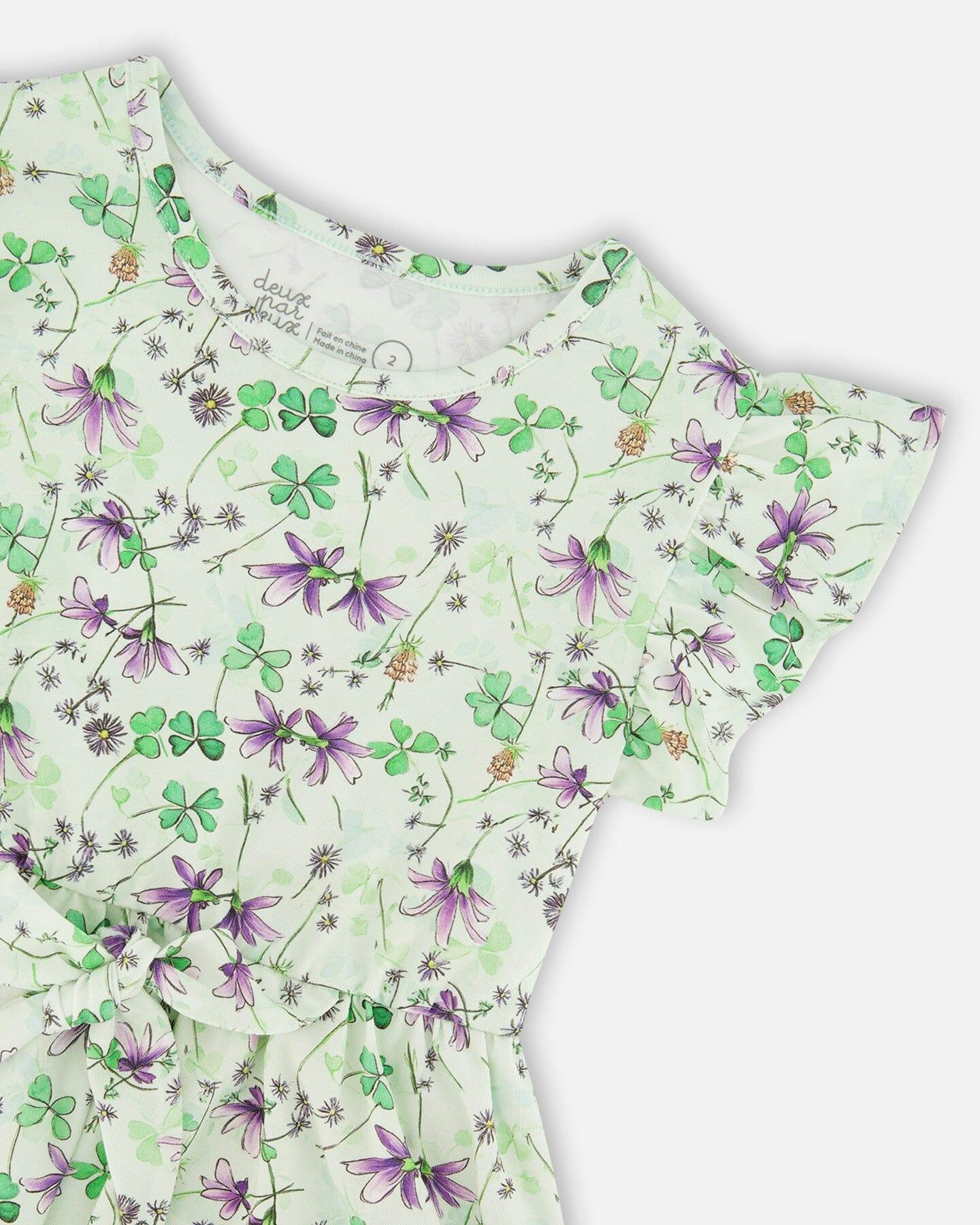 Jersey Dress Green Printed Flowers