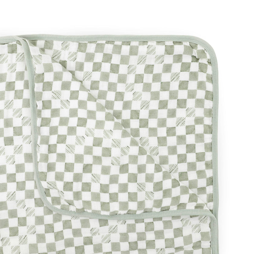 Original Organic Cotton Muslin Quilt - Green Checker