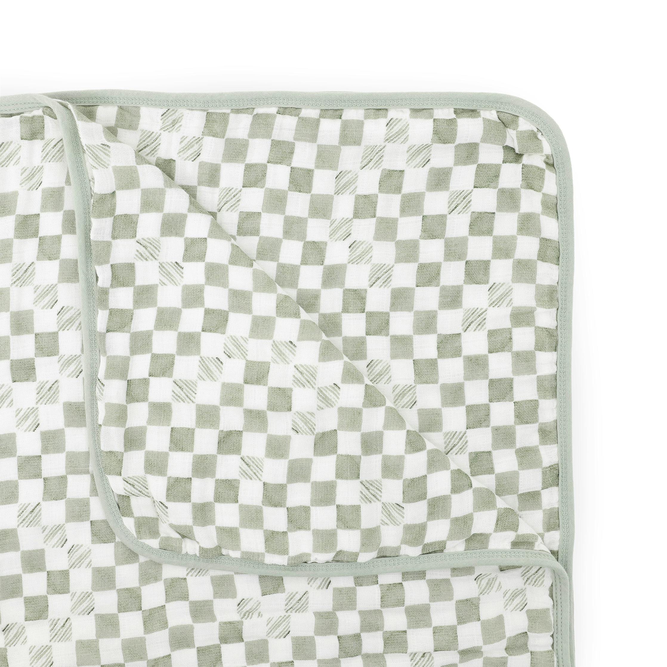 Original Organic Cotton Muslin Quilt - Green Checker