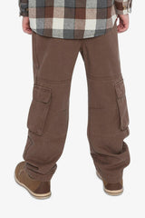 Twill Pants with Cargo Pockets Neutral Brown
