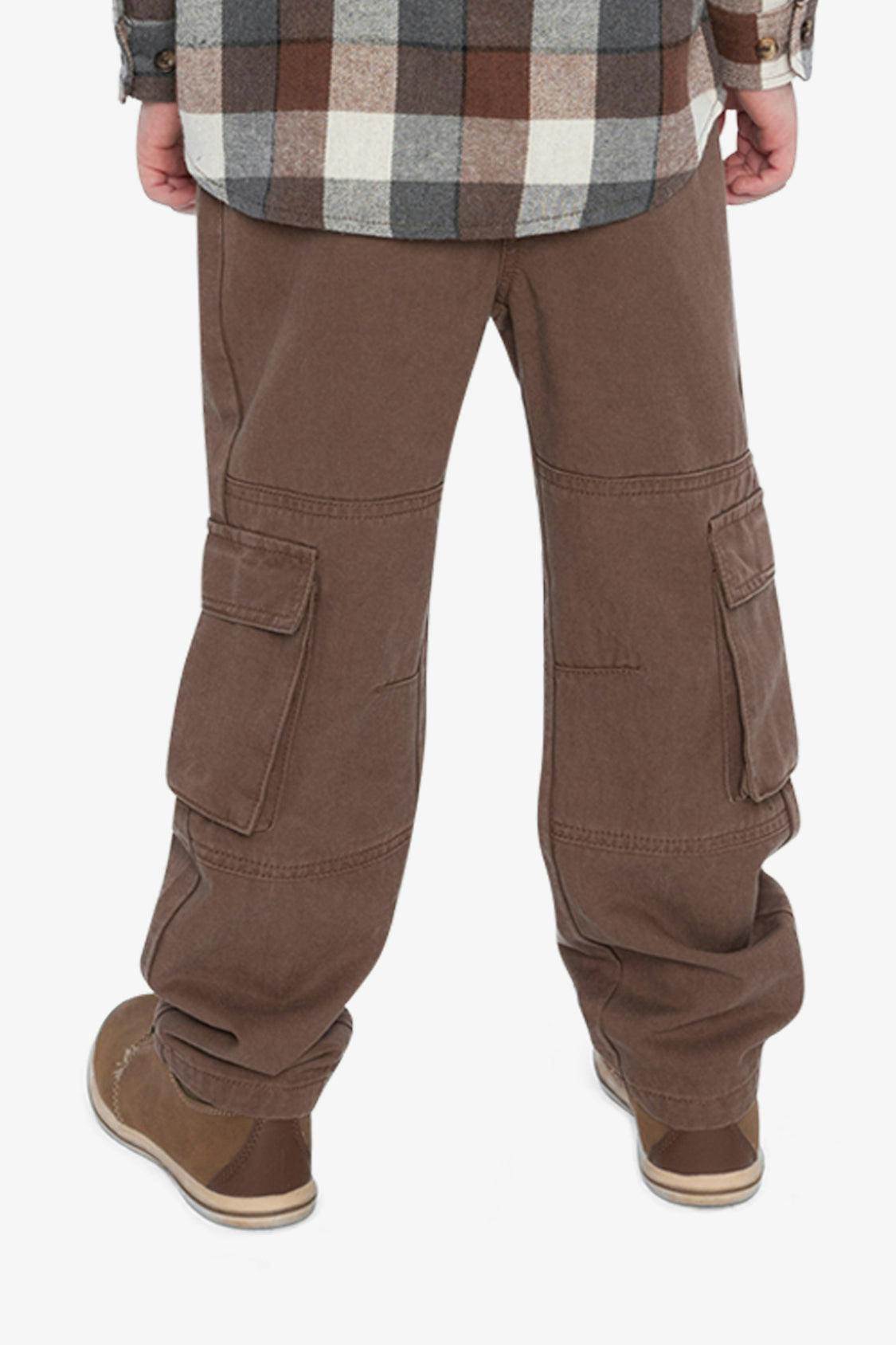 Twill Pants with Cargo Pockets Neutral Brown