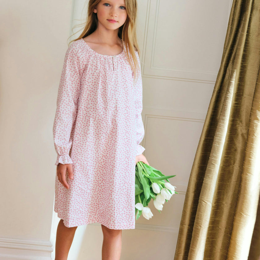 Girl's Twill Delphine Nightgown in Sweethearts