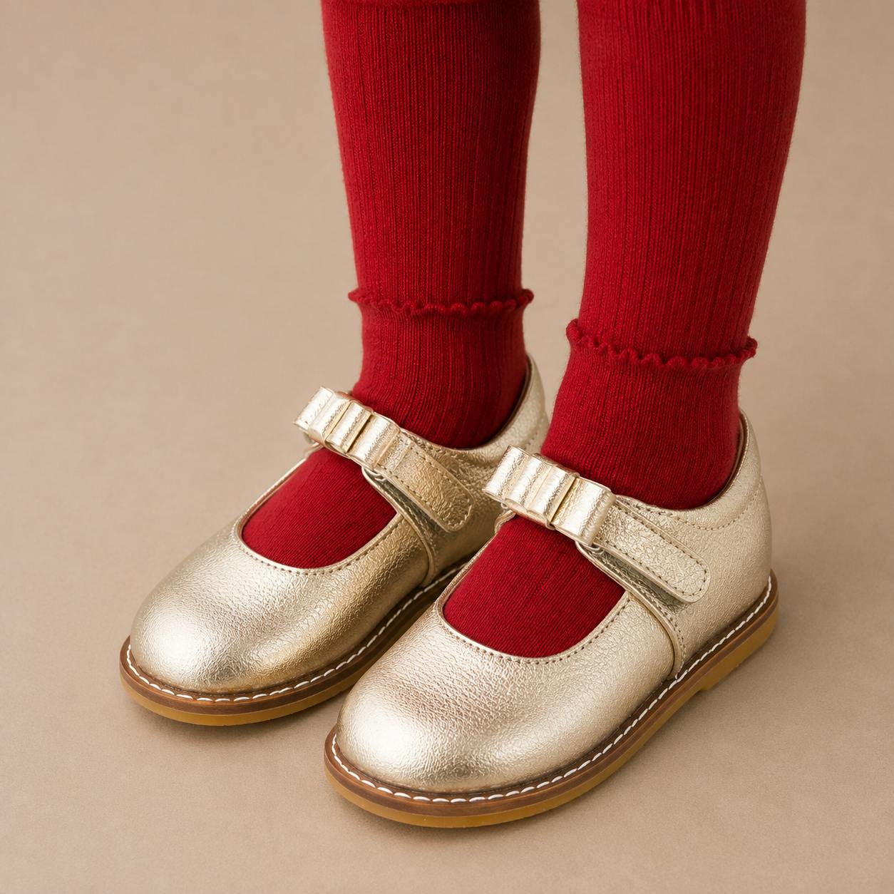Toddler Bow Mary Jane | Gold Leather