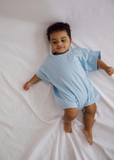 Cory Pocket Romper in Dream Blue