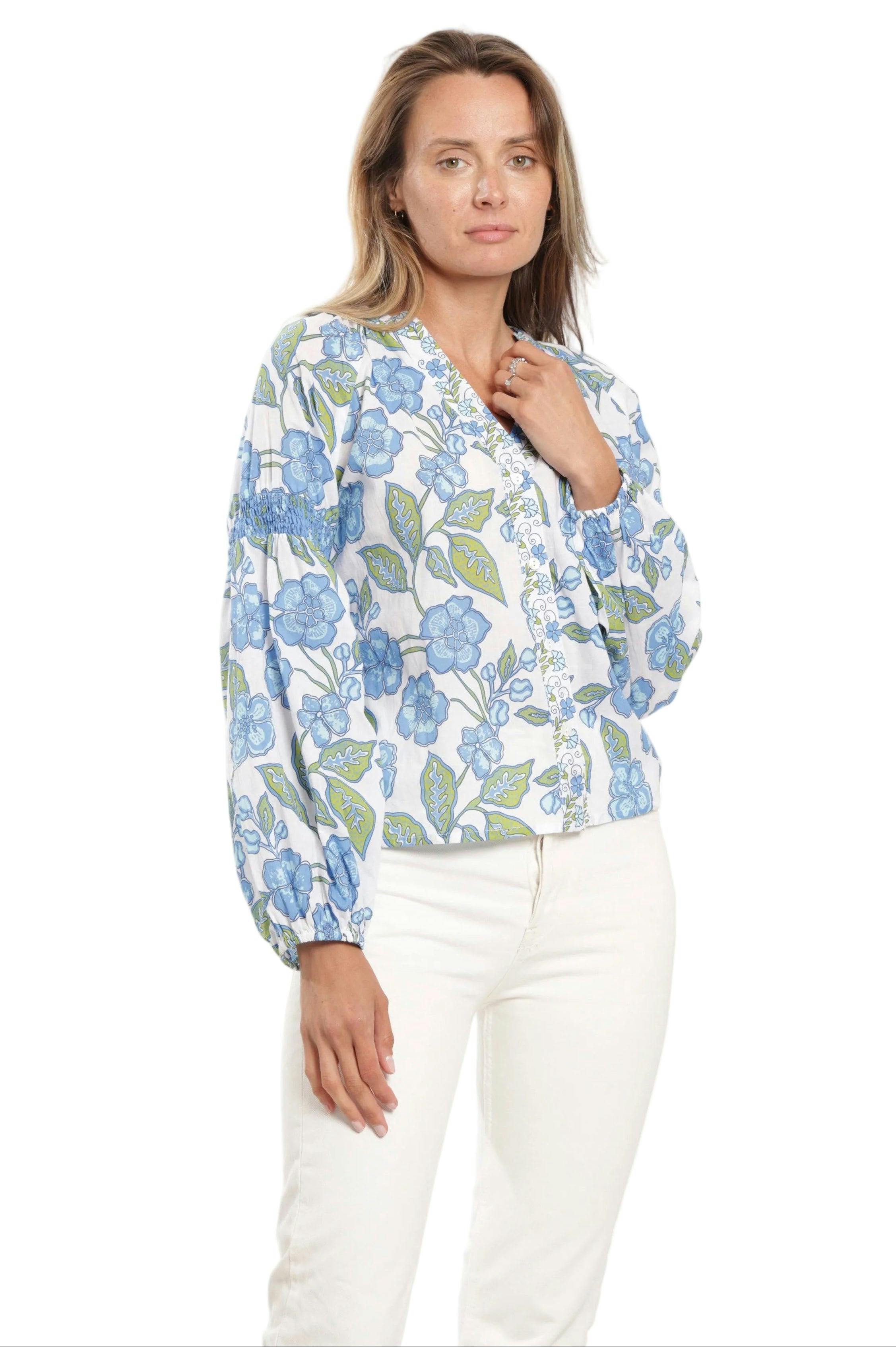 Carlie Blouse - Fleur Bleu
