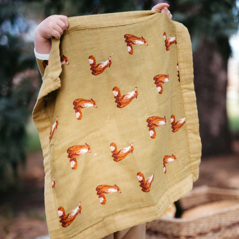 Gold Mini Lovey Two-Layer Muslin Security Blanket