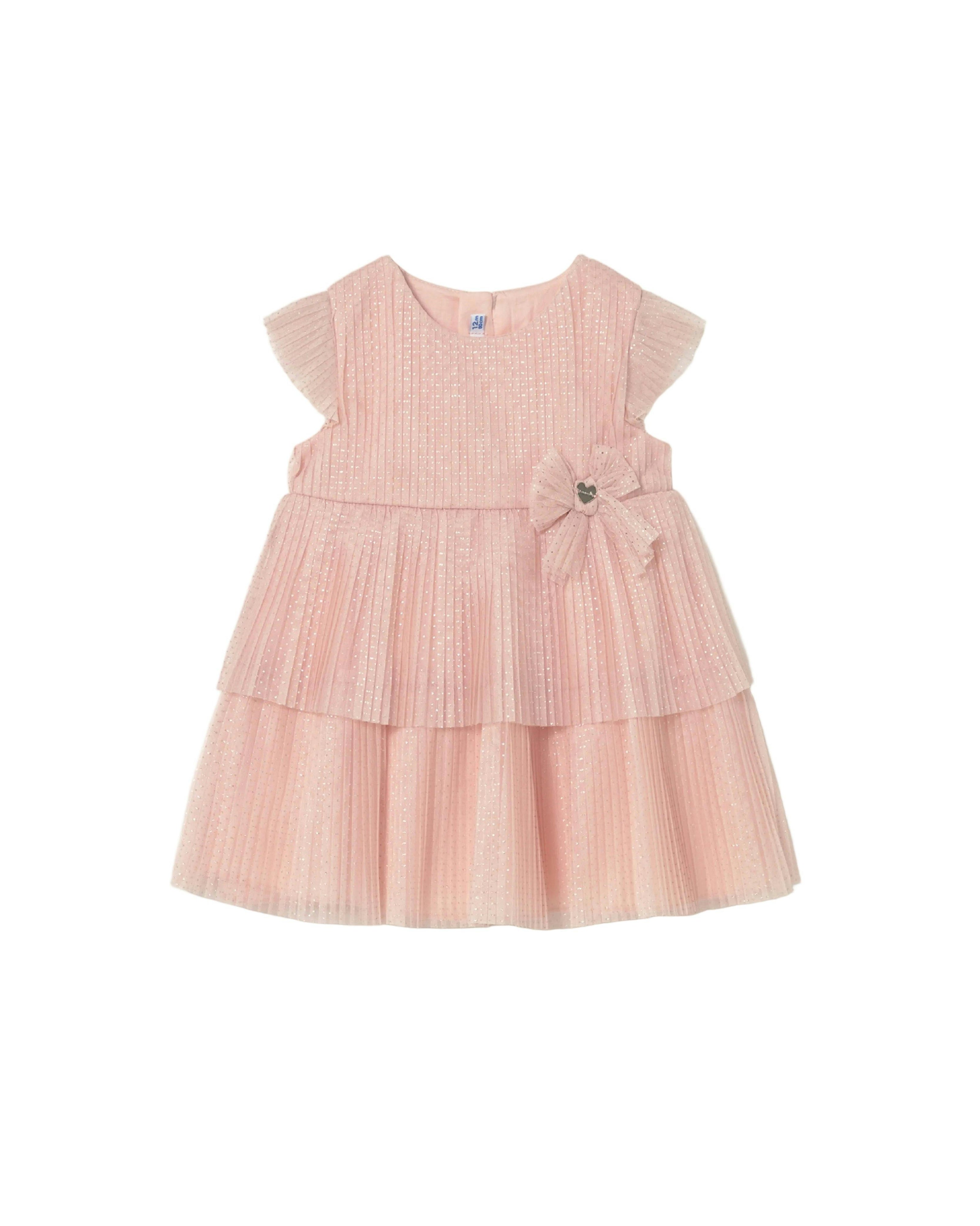 Pink Baby Dress With Glitter Bow