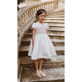 Bagatelle White/Pink Silk Handmade Smocked Dress