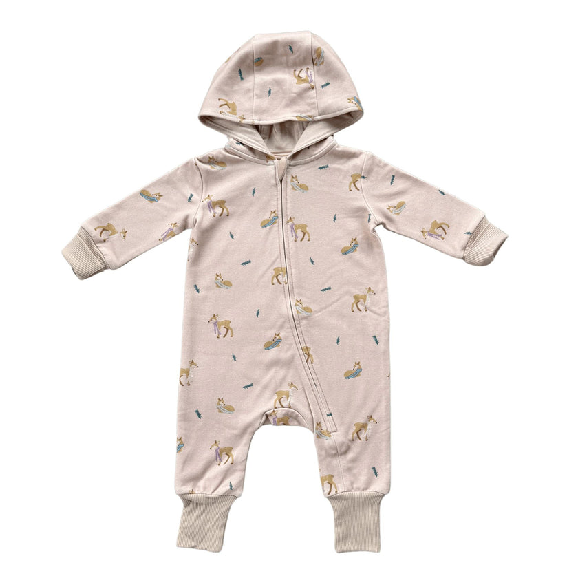 Girls Terry Zip Romper in Lavender Cloud Checkered