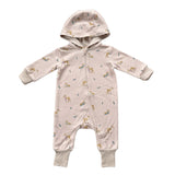 Girls Terry Zip Romper in Lavender Cloud Checkered