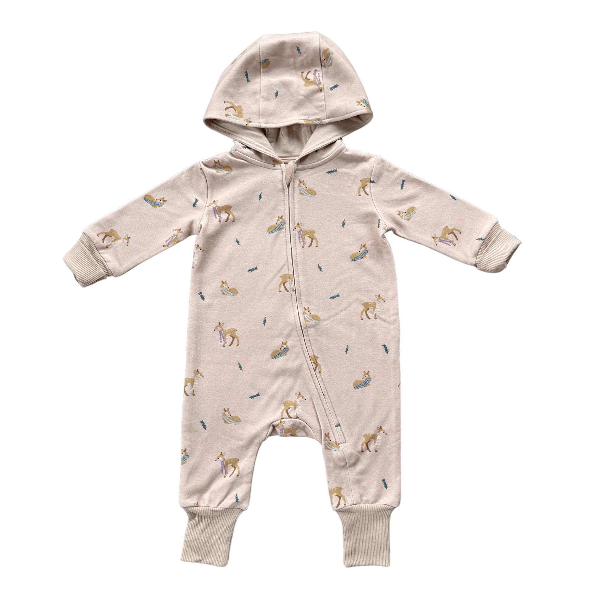 Girls Terry Zip Romper in Lavender Cloud Checkered