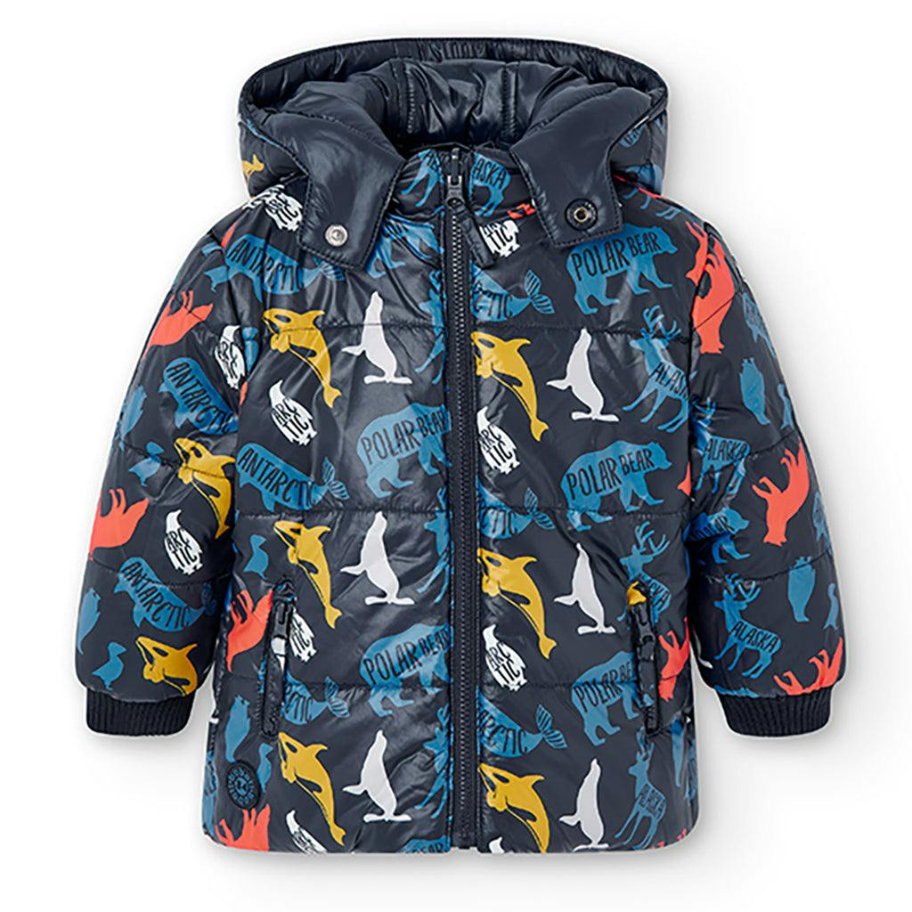 Blue Striped Animal Reversible Parka