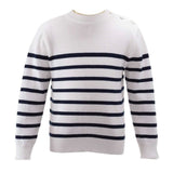 Breton Striped Button-Shoulder Sweater