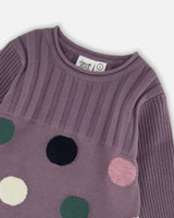 Jacquard Sweater Dress with Polka Dot Pattern