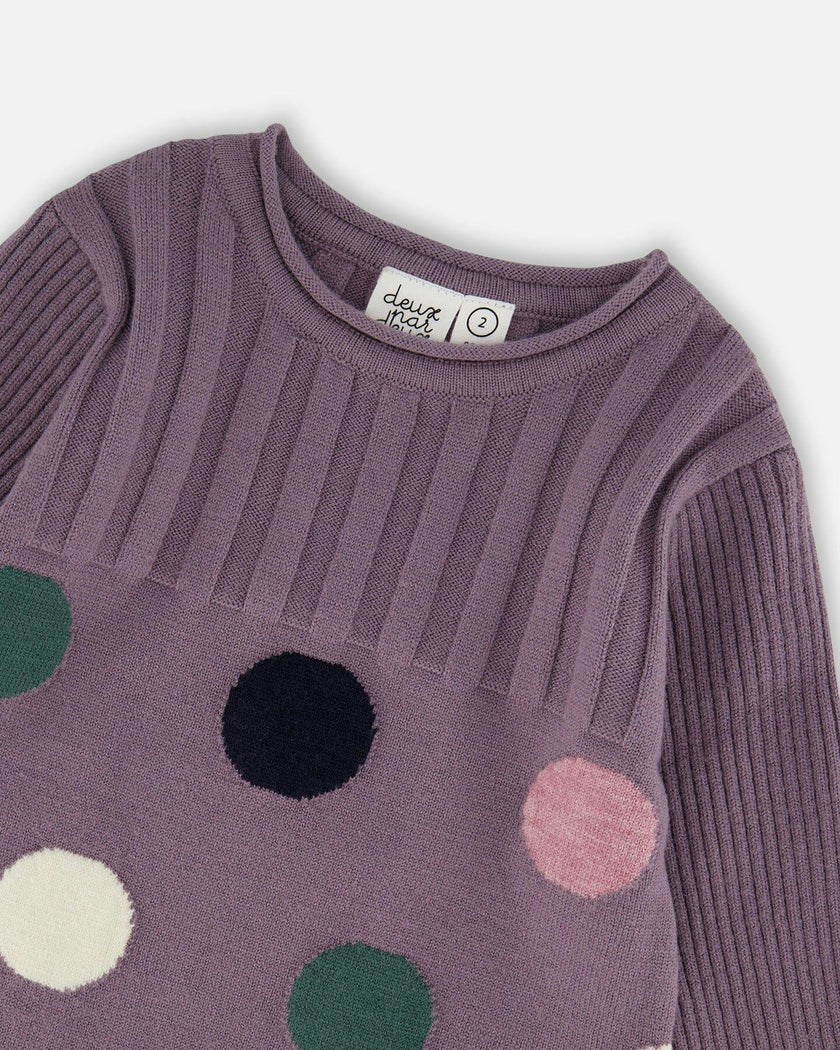 Jacquard Sweater Dress with Polka Dot Pattern