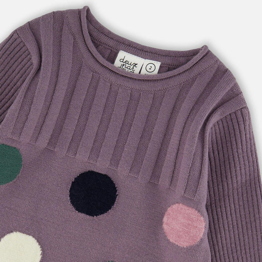 Jacquard Sweater Dress with Polka Dot Pattern