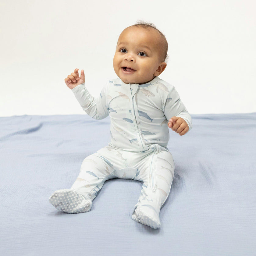 Little Whales - 2 Way Zipper Footie