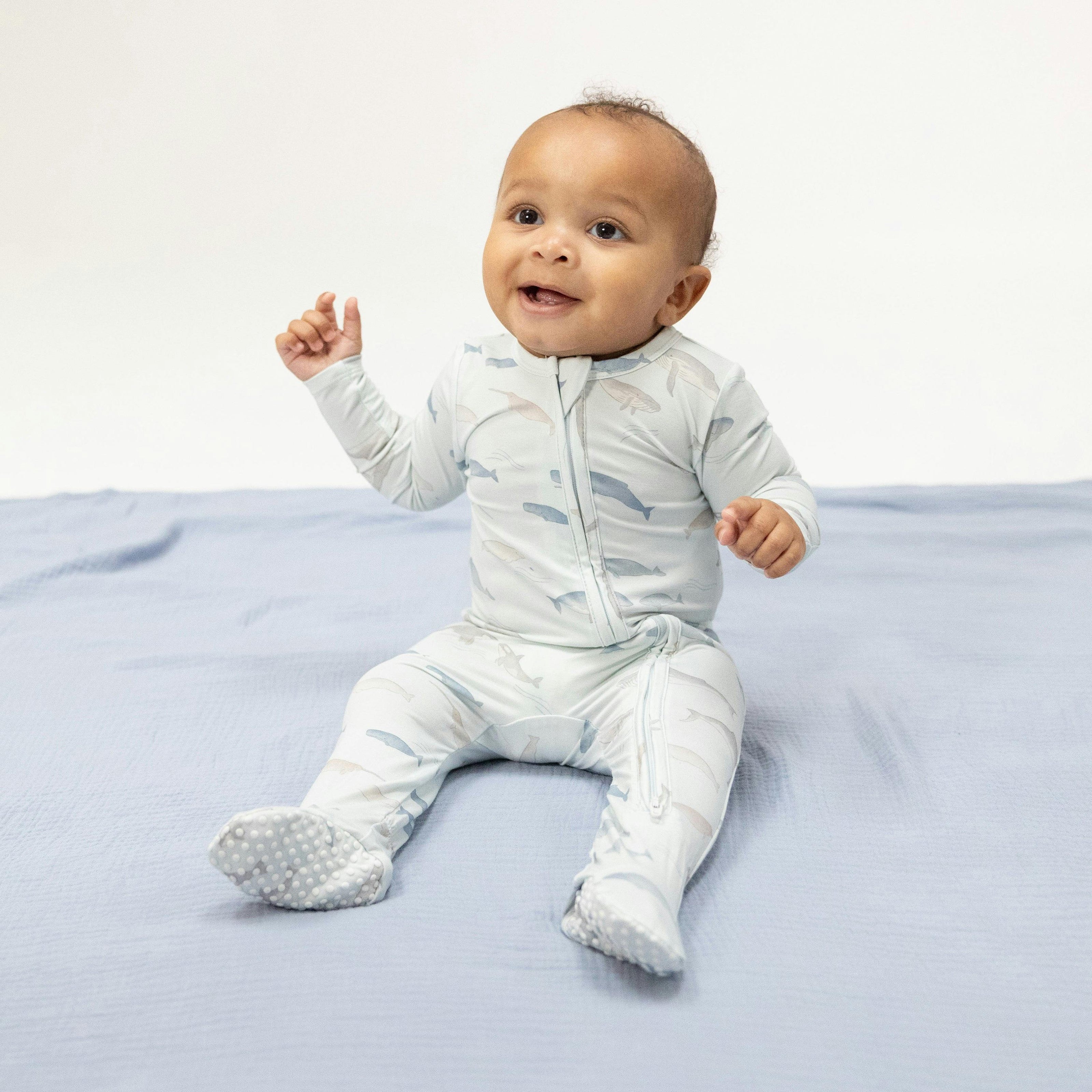 Little Whales - 2 Way Zipper Footie