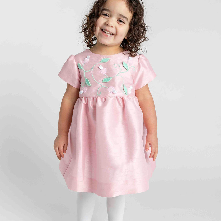 Dupioni Dress With Flower Vines