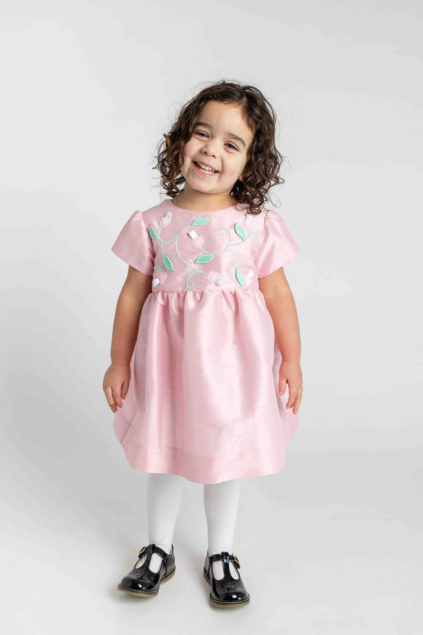 Dupioni Dress With Flower Vines
