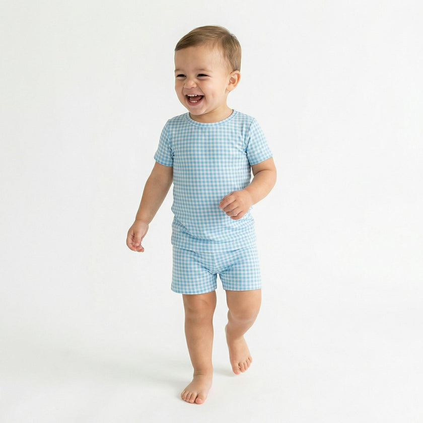 Harbor Gingham Short Sleeve & Shorts Bamboo Toddler Pajama Set