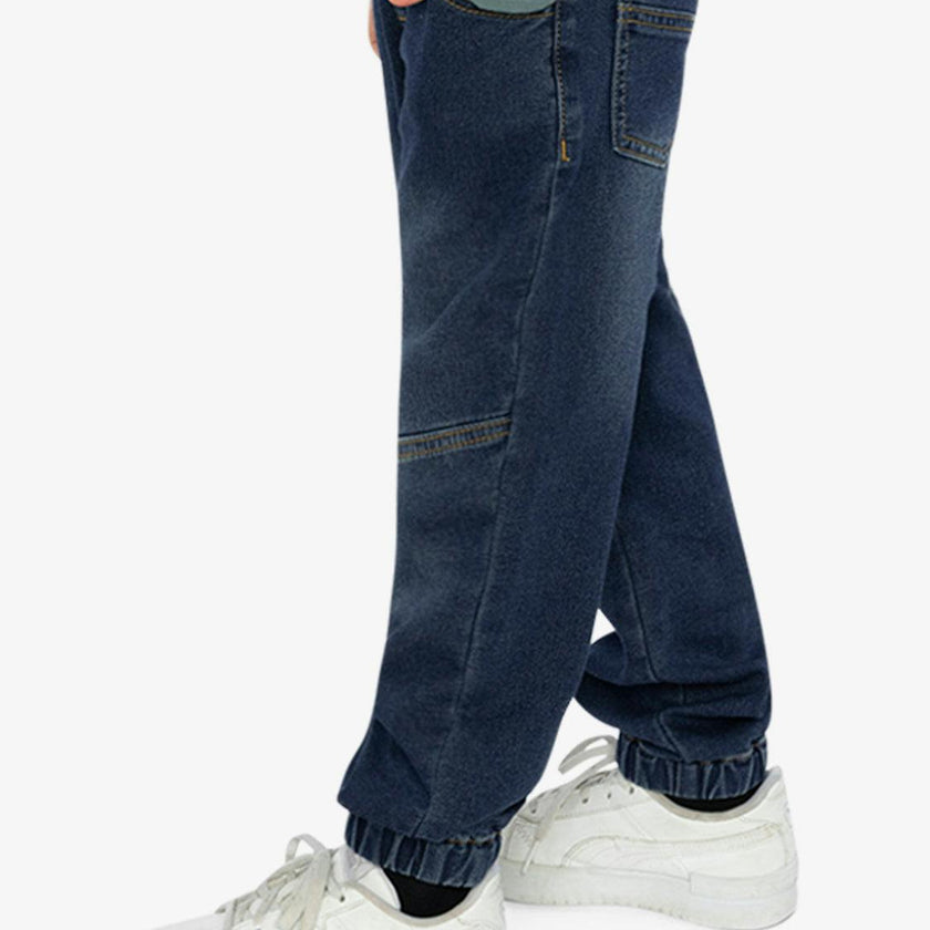 French Terry Denim Jogger Pants Navy Blue