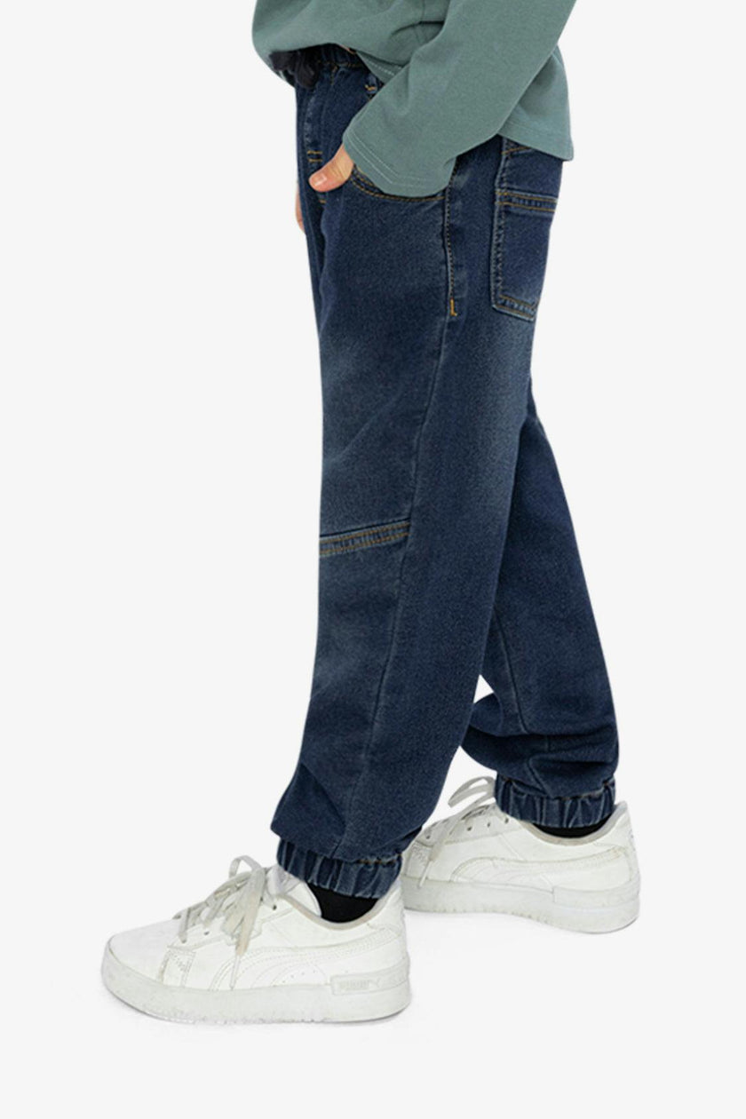 French Terry Denim Jogger Pants Navy Blue