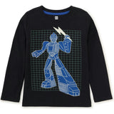 Glow Robot Layered Sleeve Tee, Black