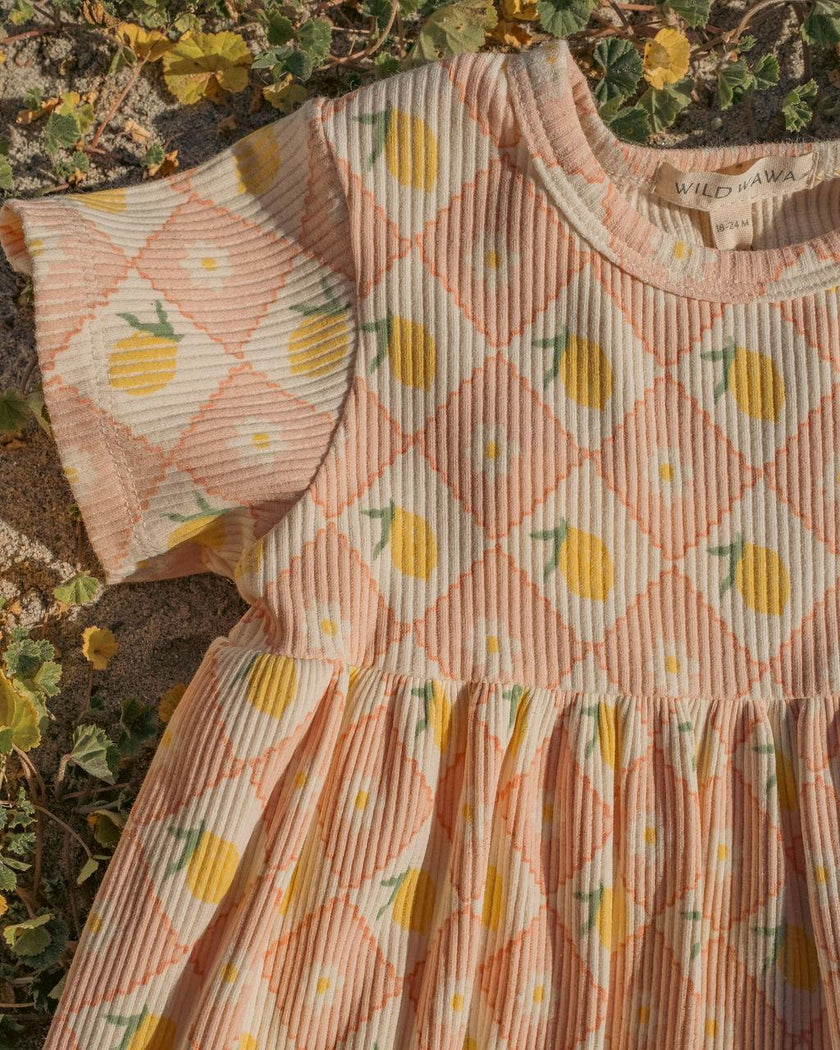 Ribbed Dress in Lemon Twist
