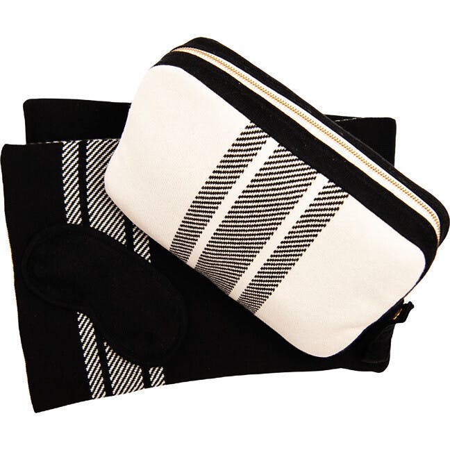 Reversible Stripe Blanket Travel Set