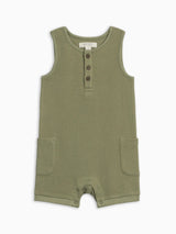 Percy Waffle Short Romper - Fern