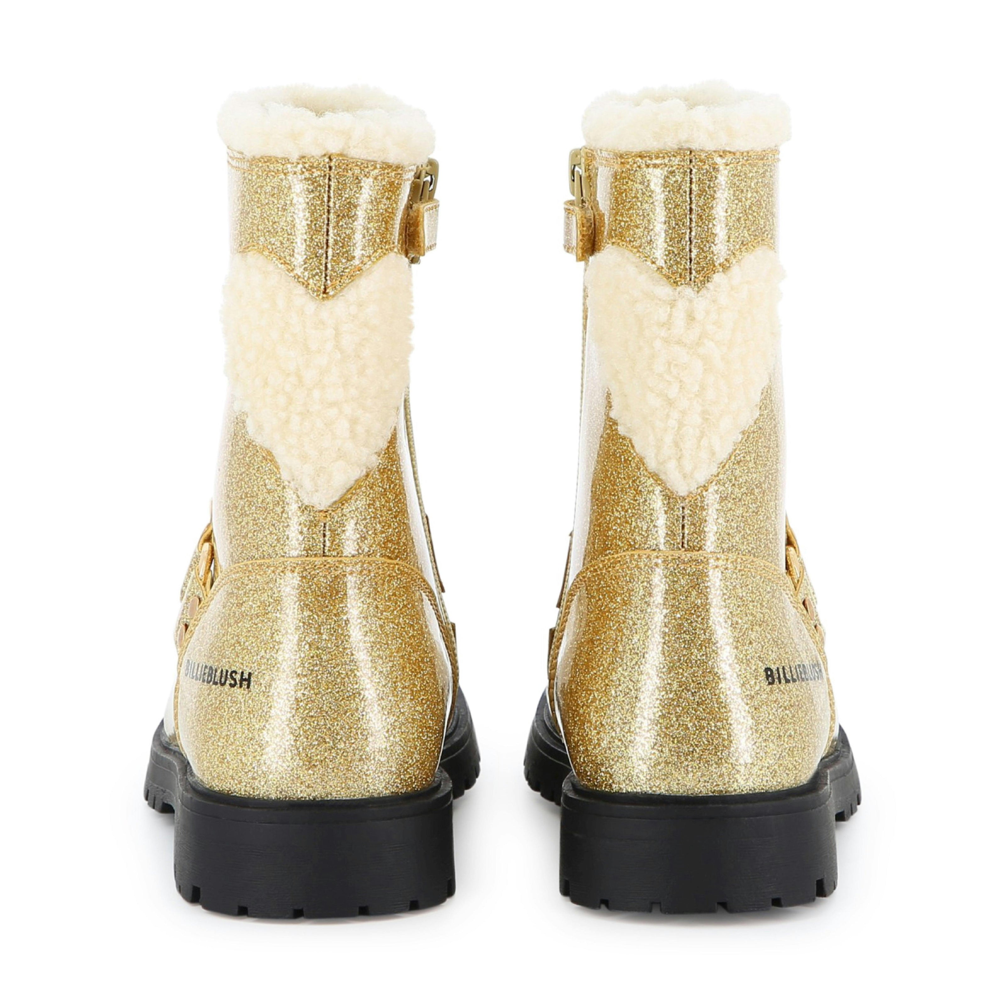Gold Glitter Heart Boots