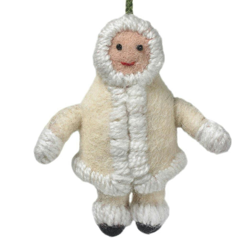 Handmade Felt Snowsuit Gal Christmas Ornament - Cream