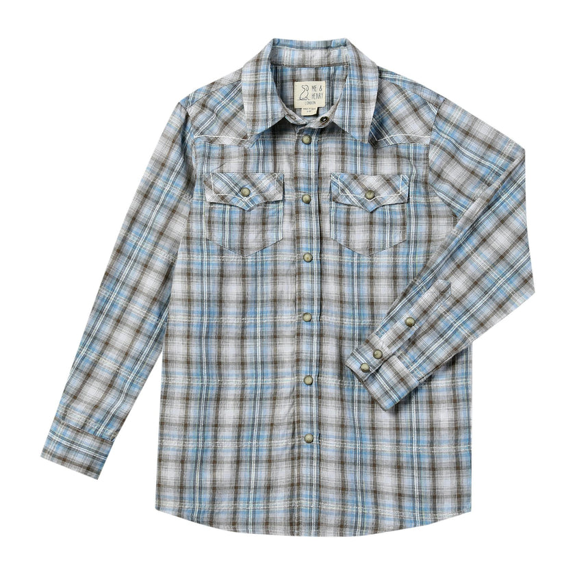 HOWDY Western Beige/Blue plaid WOVEN SHIRT