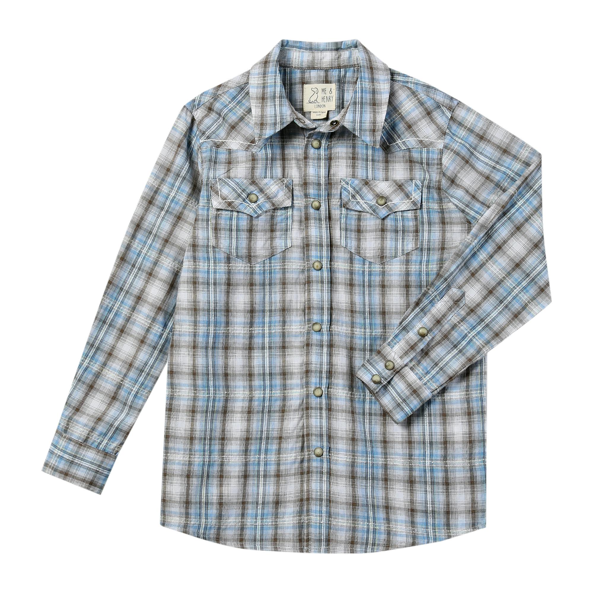 HOWDY Western Beige/Blue plaid WOVEN SHIRT