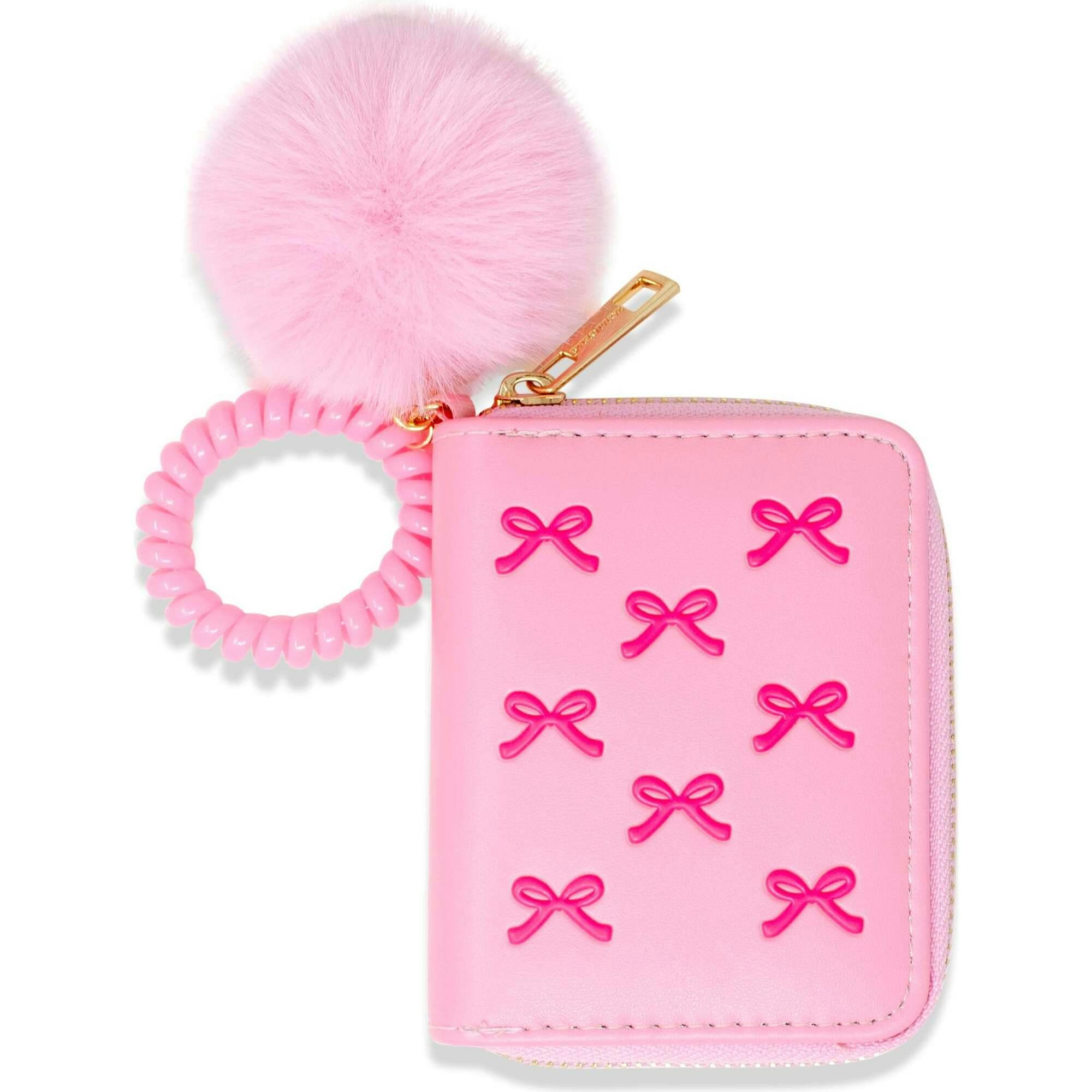 3D Bow Pom Pom Zip Wallet