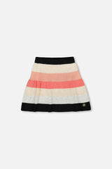 Striped Knit Skirt Beige Black And Pink