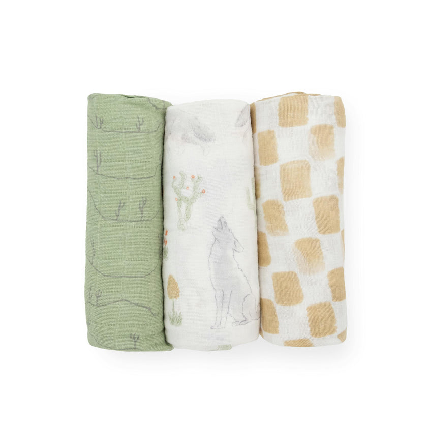 Cotton Muslin Swaddle Blanket 3 Pack - Desert Night