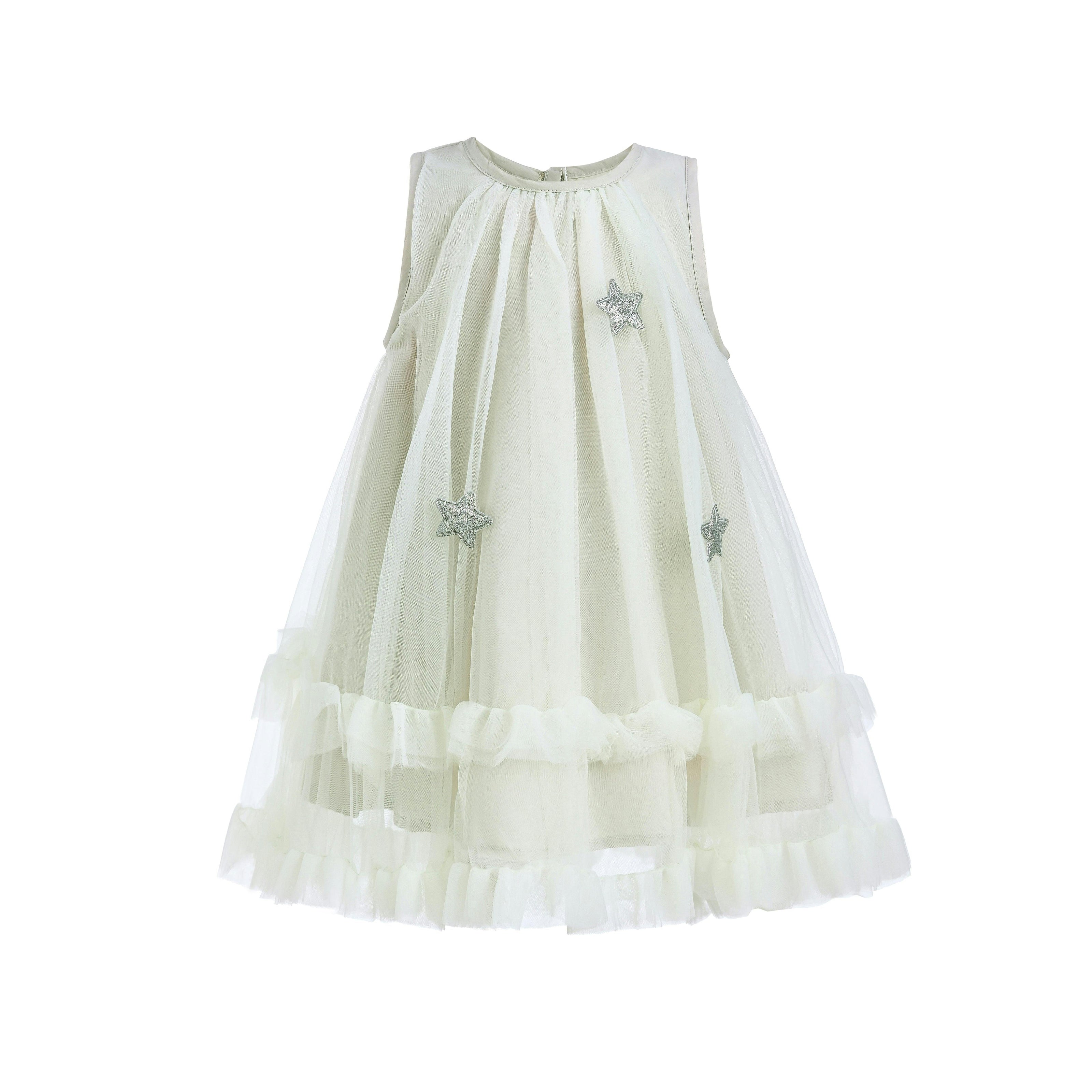 Mist Sleeveless Star Ruffle Dress