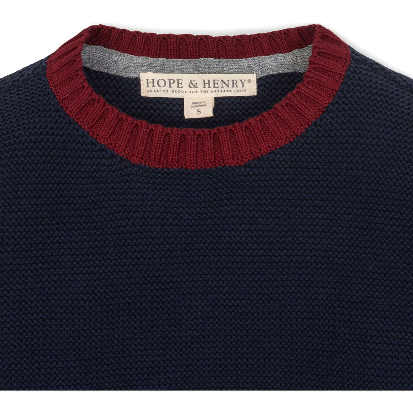 Organic Long Sleeve Crewneck Pullover Sweater, Blue