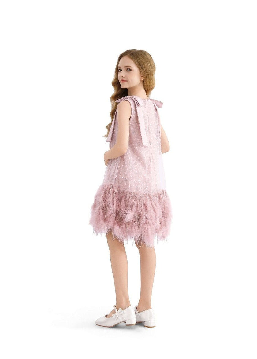 Pink Sequin Feather Dress