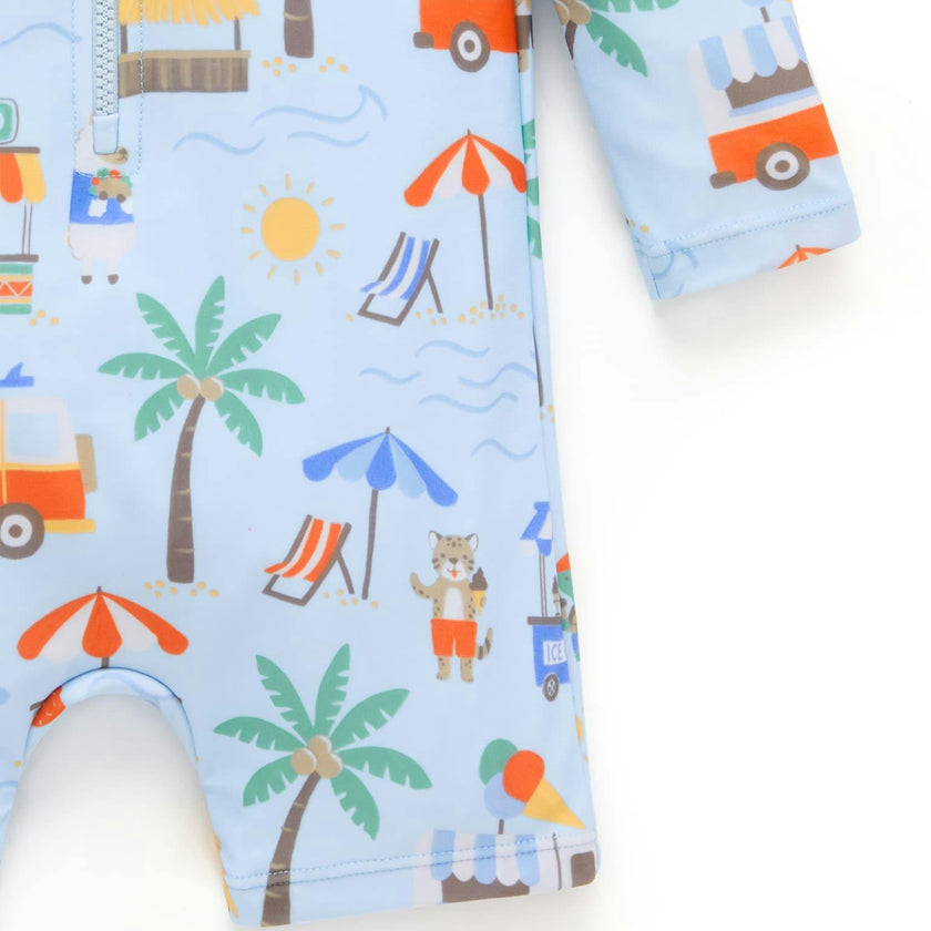 Printed L/S Sunsuit and Hat Cancun Print