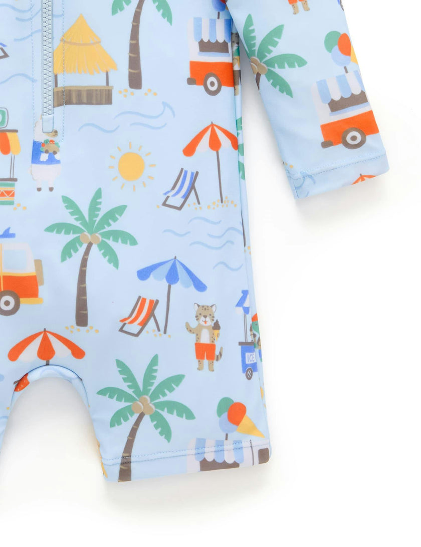Printed L/S Sunsuit and Hat Cancun Print